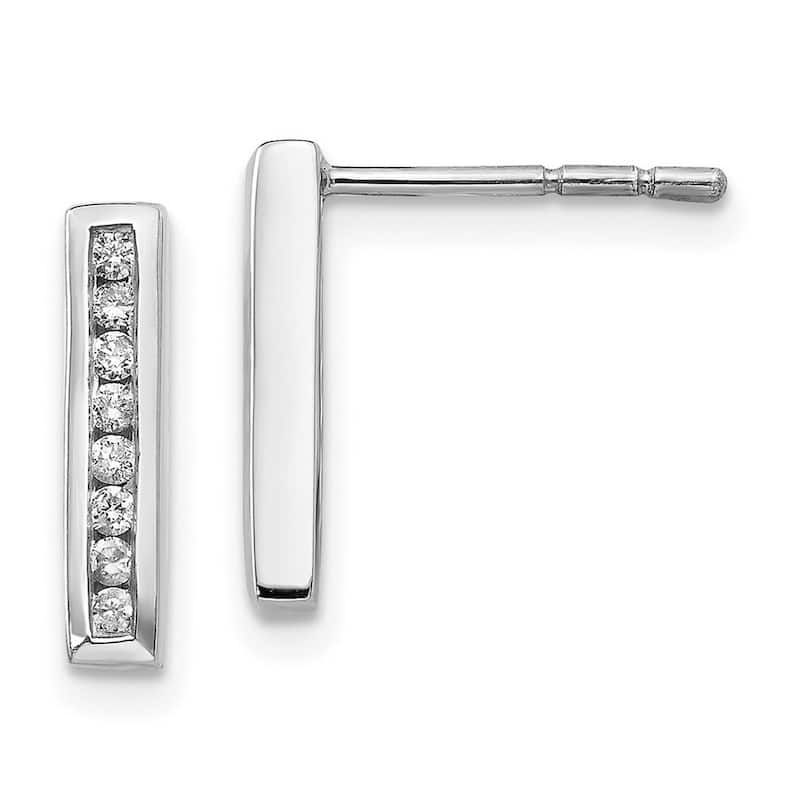 Curata 925 Sterling Silver Polished Post Earrings White Ice Diamond Earrings - 13x3mm Wide