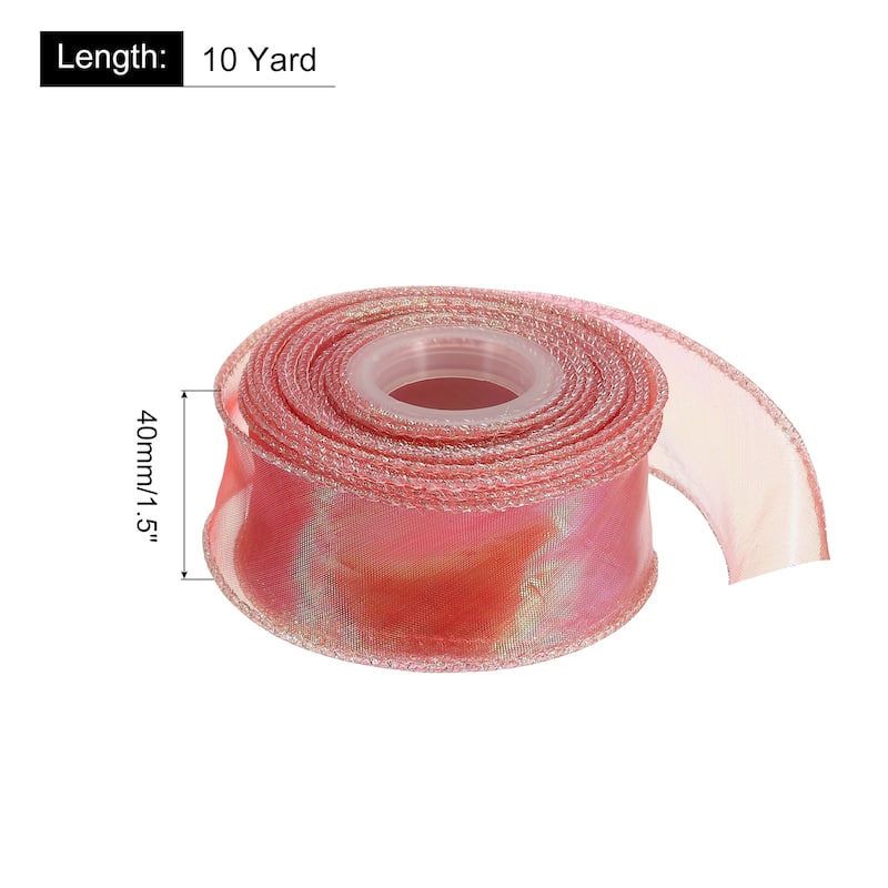 1.5 Inch 10 Yard Sheer Organza Ribbon Shimmer Chiffon Tulle Ribbons - Burgundy - 1 1/2" x 10 Yard
