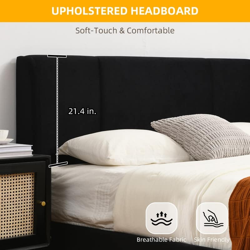 Modern Minimalist Upholstered Storage Bed with Lift-Up Platform