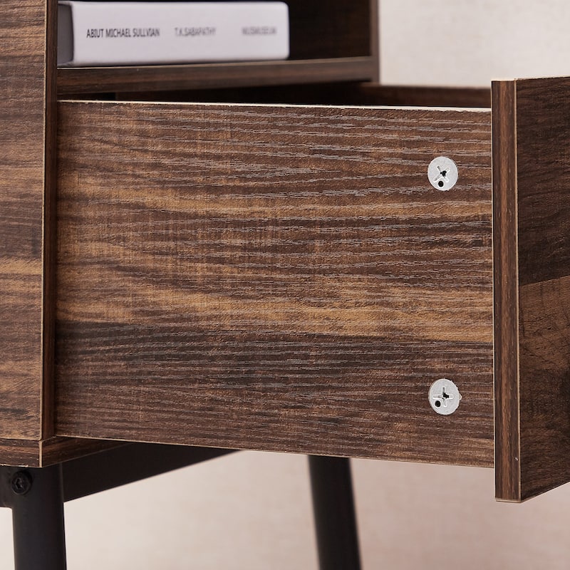 VECELO Modern 1-Drawer Wood Nightstand Set of 2