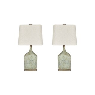 Maribeth Vintage Casual Sage Table Lamp - Set of 2 - 14"W x 9"D x 28"H