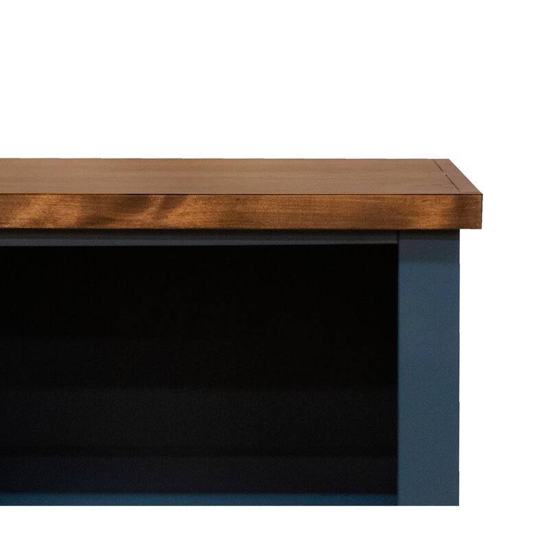 Bridgevine Home Nantucket 72 inch high 5-shelf Bookcase, No Assembly Required, Blue Denim and Whiskey Finish