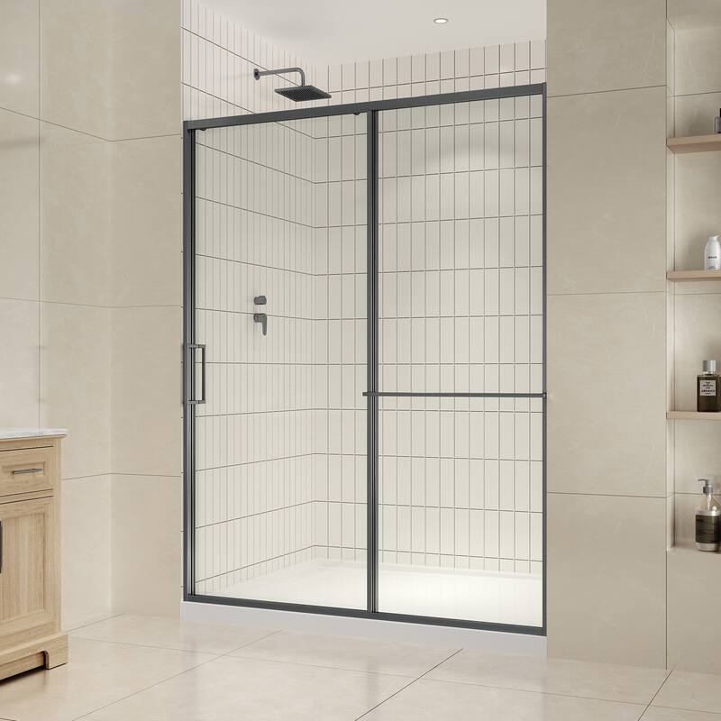 Zora Sliding Clear Alcove Shower Door - 60" - Gunmetal Gray