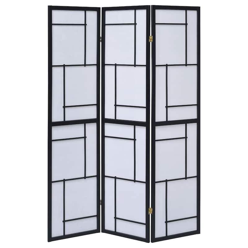 Damis 3-panel Folding Floor Screen Black and White