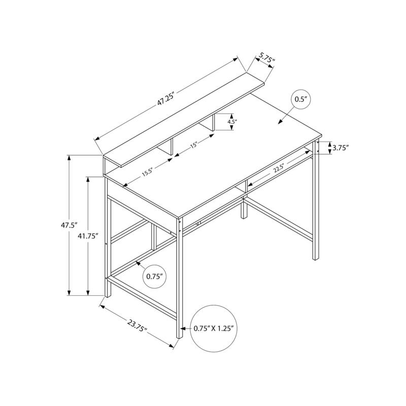 Computer Desk, Home Office, Standing, Storage Shelves, 48"l, Work, Laptop, Black Laminate, Black Metal, Contemporary, Modern