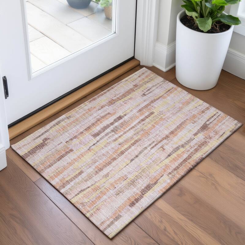 Premium Washable Super Soft Global Stripes Mayfield Rug - Pink - 1'8" x 2'6"