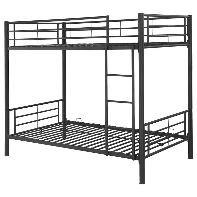 Hayward Contemporary Metal Frame Bunk Bed - Twin Over Twin - Black