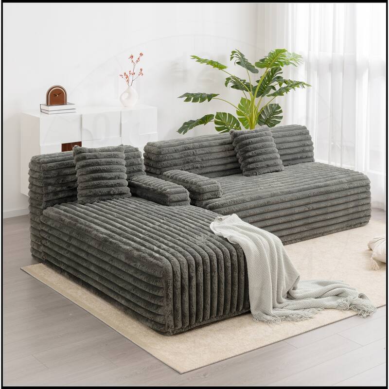 110" Cloud Sectional Sofa Upholstered Free-combined - Grey