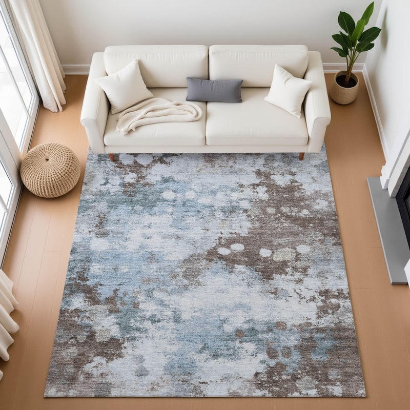 Premium Washable Super Soft Abstract Contemporary Mayfield Rug - Sky - 8' x 10'
