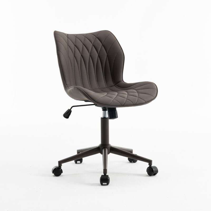Faux Leather Office Chair with Wheels, Upholstered Task Chair