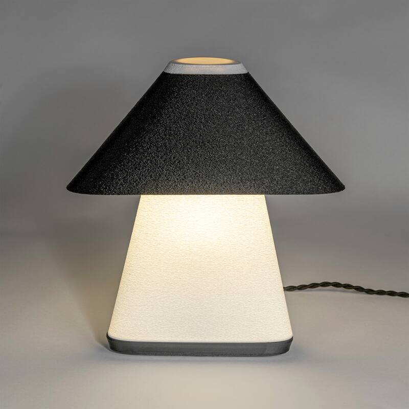 Opal 11.63" Modern Contemporary Plant-Based PLA 3D Printed Dimmable LED Table Lamp, White/Black, by JONATHAN Y