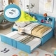 preview thumbnail 2 of 12, Twin Size Daybed Frame with Trundle - Metal - Blue