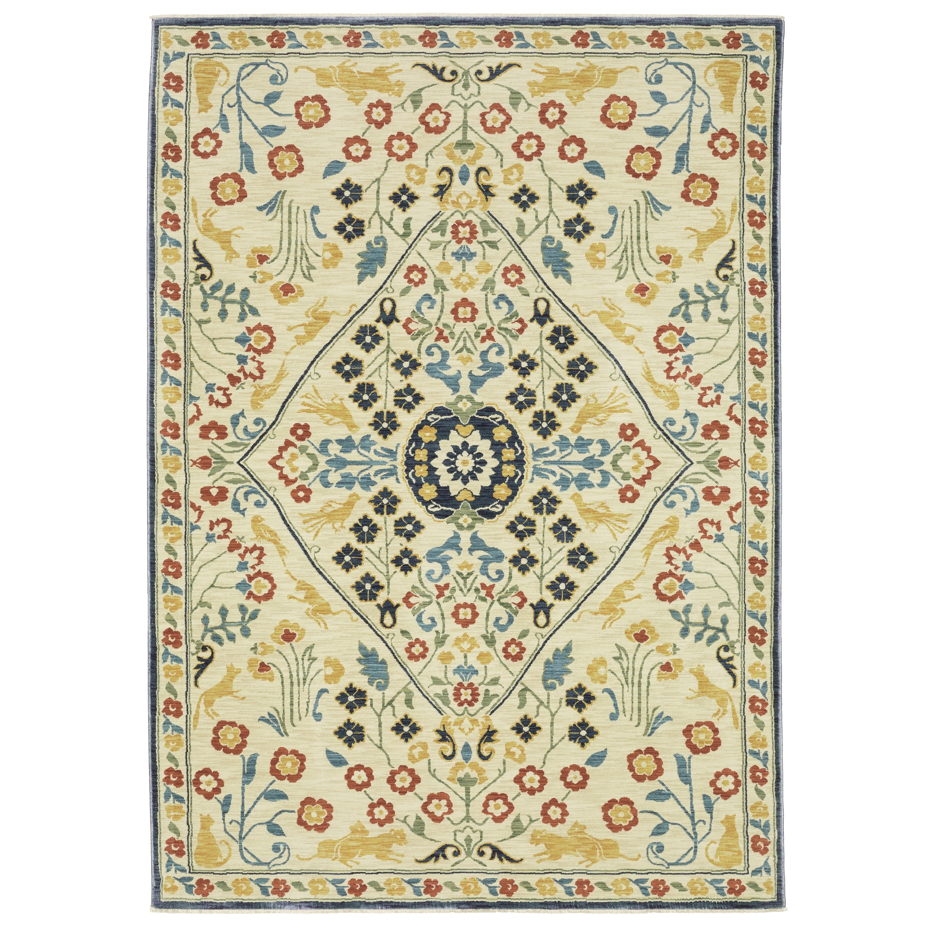 Style Haven Federica Bohemian Medallion Ivory/ Multi Fringe Edge Area Rug