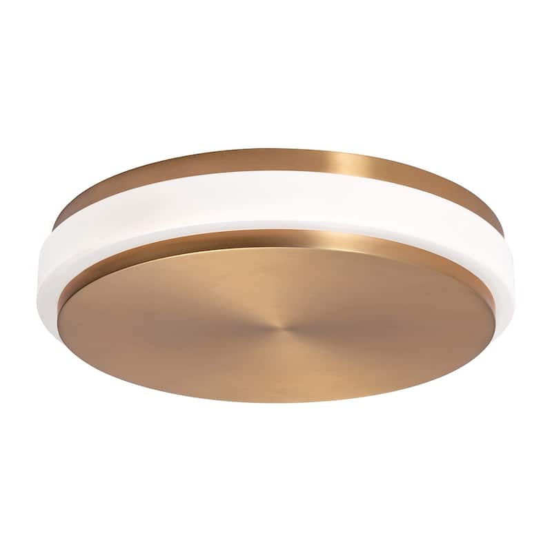 AFX EISF14LAJUD Eris 14" Wide LED Flush Mount Drum Ceiling Fixture - Light Antique Brass