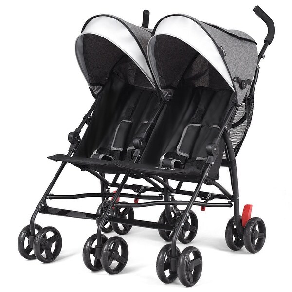 red and black double stroller