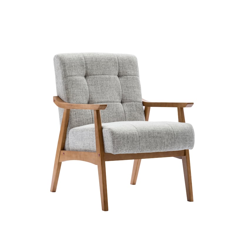 Carson Carrington Ingerod Tufted Fabric Accent Chair with Rubberwood Legs - Light Grey