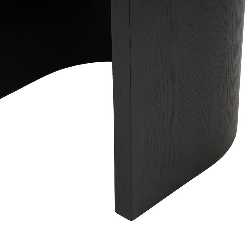 Brown or Black Wood Cutout Arch Side End Accent Table with White Marble Tabletop