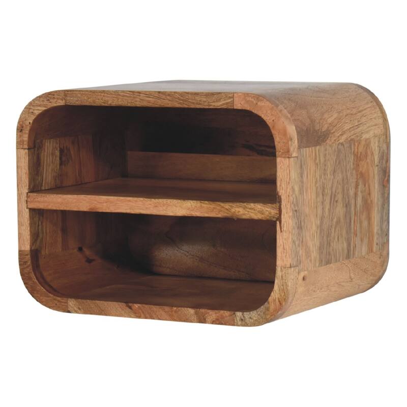 Artisan Furniture Solid Wood Oak-ish Floating Open Curve Nightstand