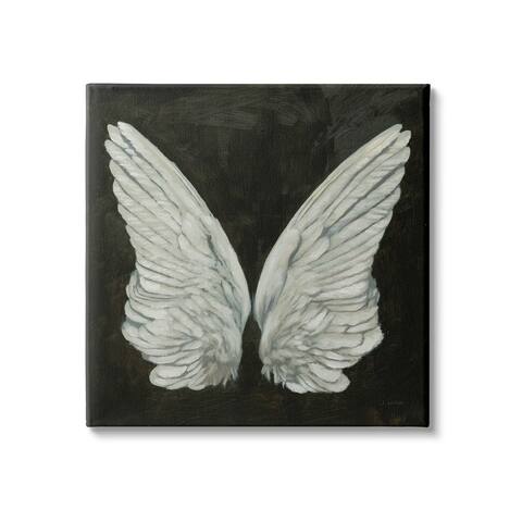 Stupell Industries Off-White Angel Wings White Feathers over Black Canvas Wall Art - Grey