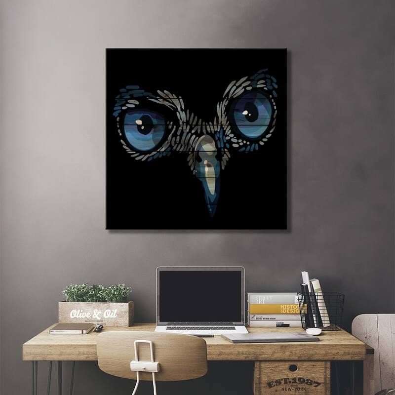 Wise Eyes Print On Wood by Thomas Little - Multi-Color