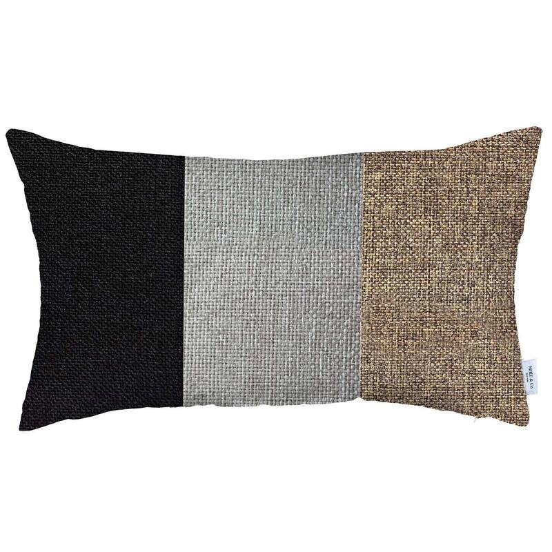Boho-Chic Decorative Houndstooth Jacquard Pillow Covers - 12x20 - Black-Grey-Brown