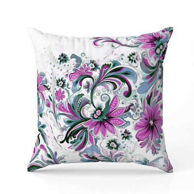 Wild Flora Fusion Faux Suede Reversible Throw Pillow Green and Lavender