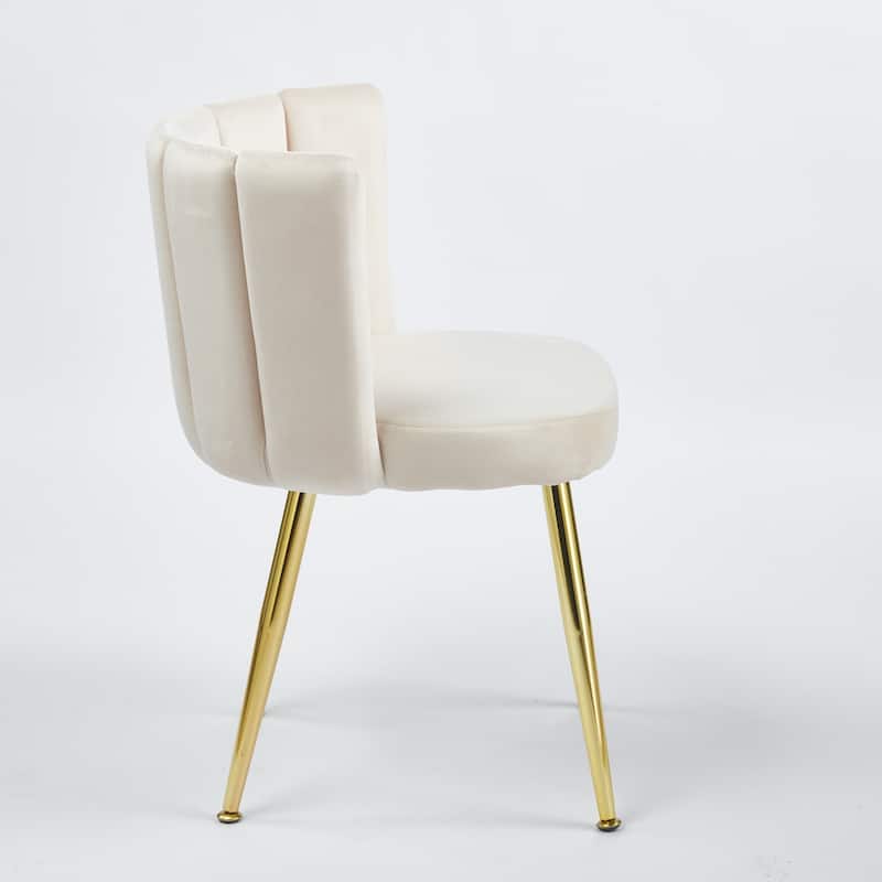 GDFStudio - Leclaie Modern Upholstered Dining Chair with Ergonomic Seat Cushion Backrest & Golden Legs, Set of 2 - 21.26"W