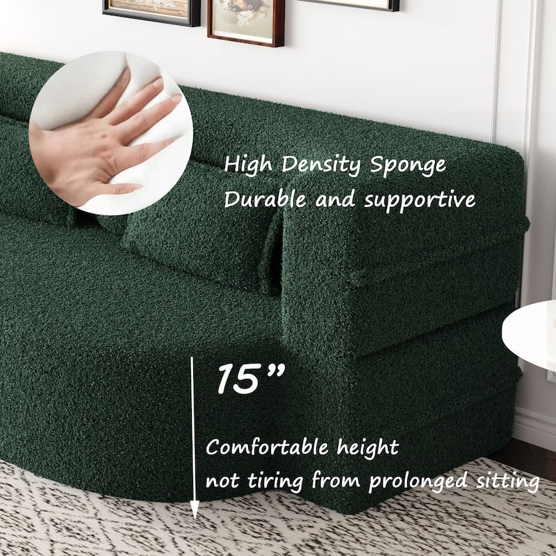 Floor Sofa with 2 Pillows,15" Full Size Folding Mattress,Green