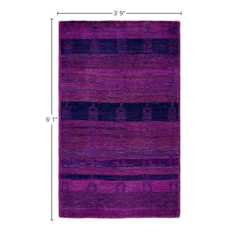 Overdyed One-of-a-Kind Hand-Knotted Area Rug - Purple - 3' 9" x 6' 1"