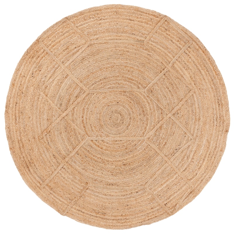 SAFAVIEH Flatweave Natural Annalies Fiber Farmhouse Jute Rug - 6' Round - Natural