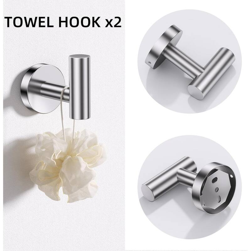 (Brushed Nickel) Bathroom Hardware Set, 304 Brushed Stainless Steel, 24 Inch
