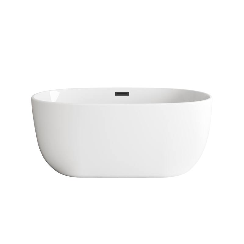 Adler Soaking Bathtub in Glossy White - Glossy White with Matte Black Trim - 54"