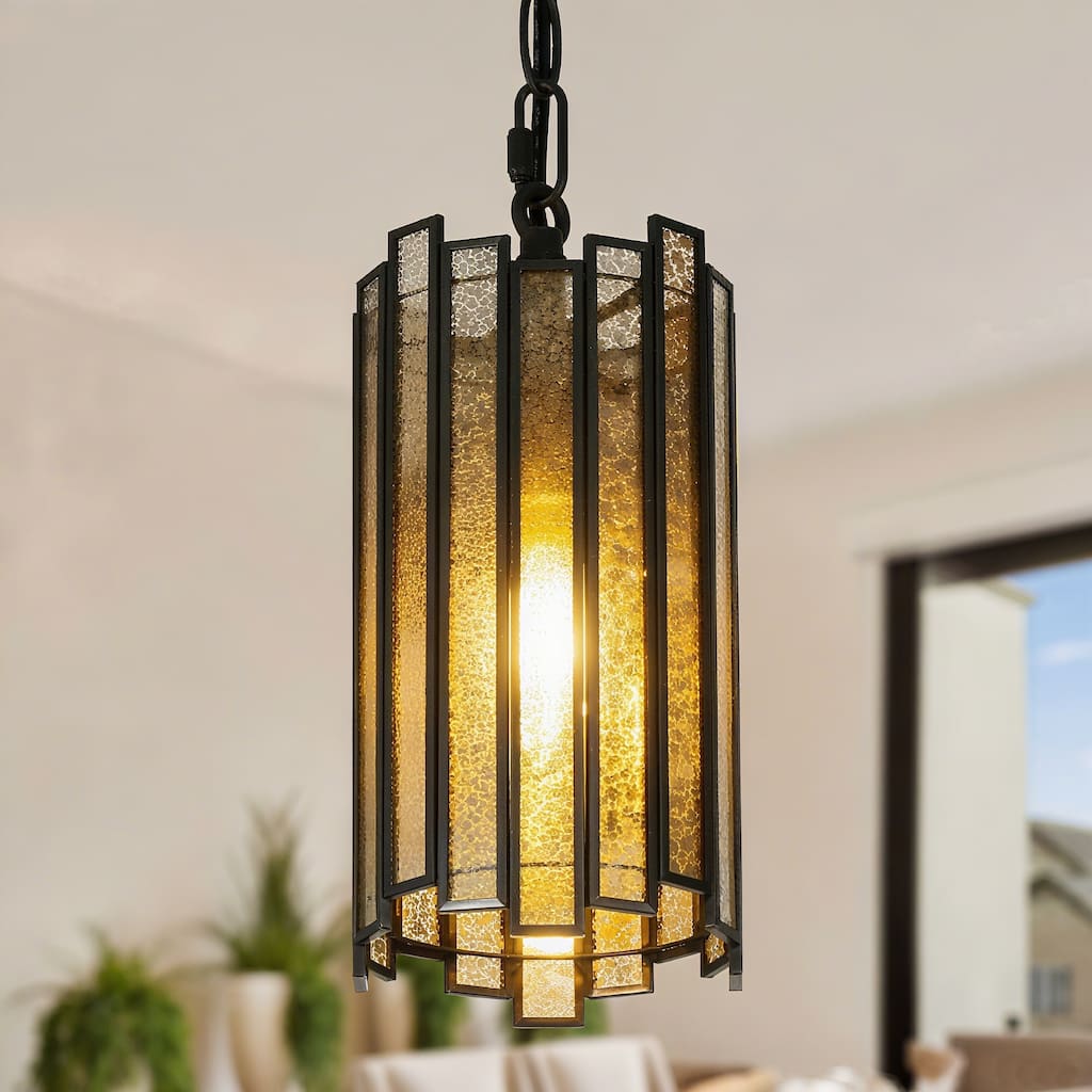 Tifany Modern 1-Light Cylinder Pendant Colored Glass Mini Island Light - 4.5" Dia. x 8.5" H