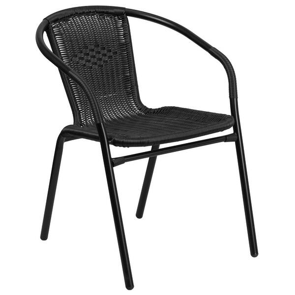Shop 28 5 Black Metal With Rattan Seat Outdoor Furniture Patio