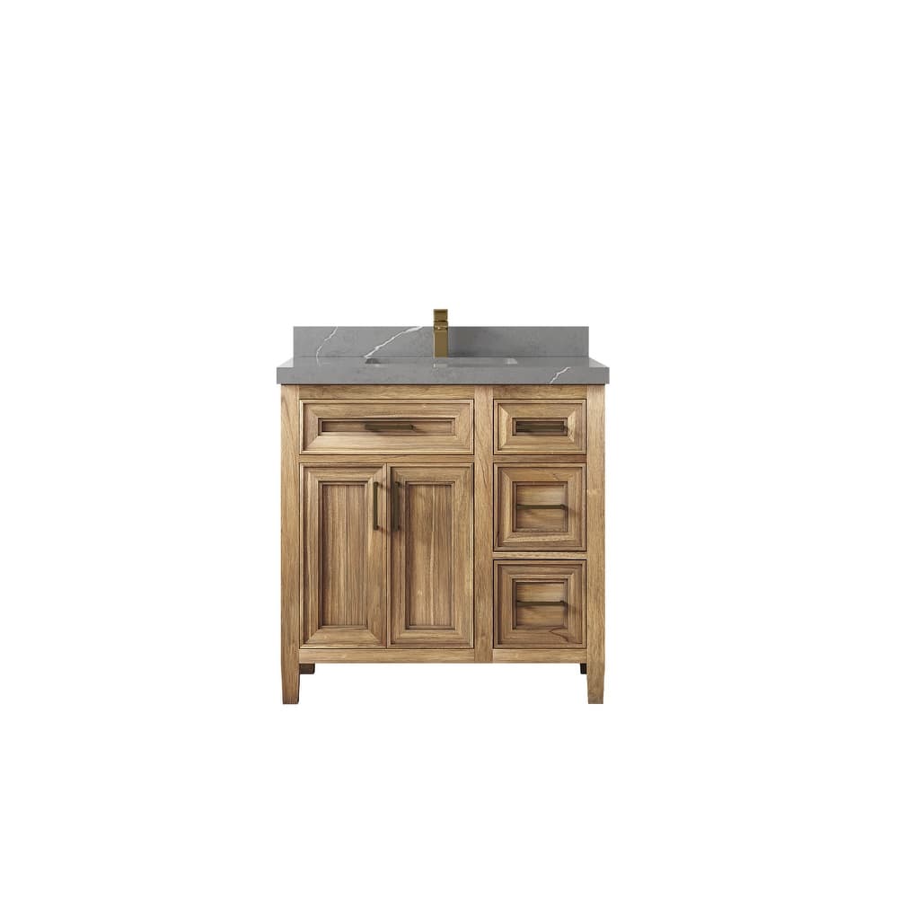 Willow Collections 36 in. W x 22 in. D Santa Monica Teak Bathroom Vanity Center with Countertop
