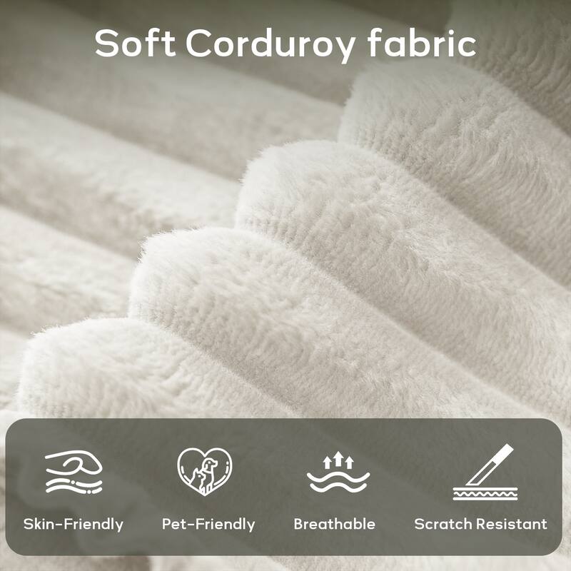 7 Piece Modular Corduroy Sectional With Ottoman