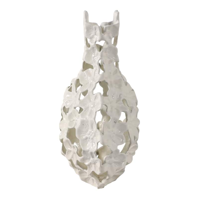 Aluminum Decorative Vase Floral Openwork Design Glam Style Modern