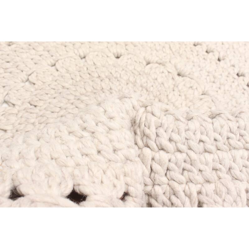 ECARPETGALLERY Braid weave Sienna Ivory Wool Rug - 3'2 x 3'2