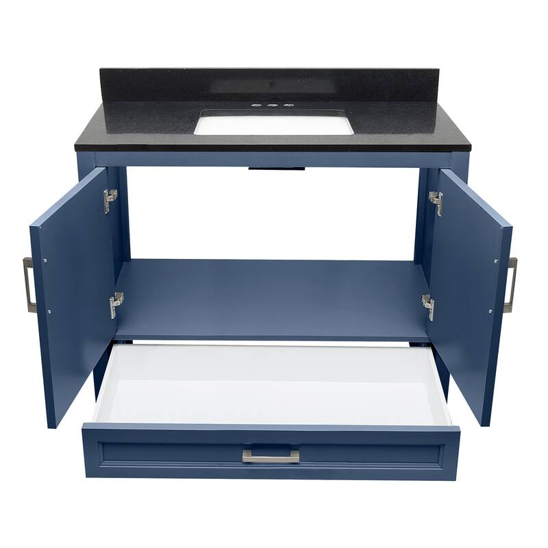 Nevado 37" Bathroom Vanity with Cultured Marble Vanity Top Sink in White with White Basin