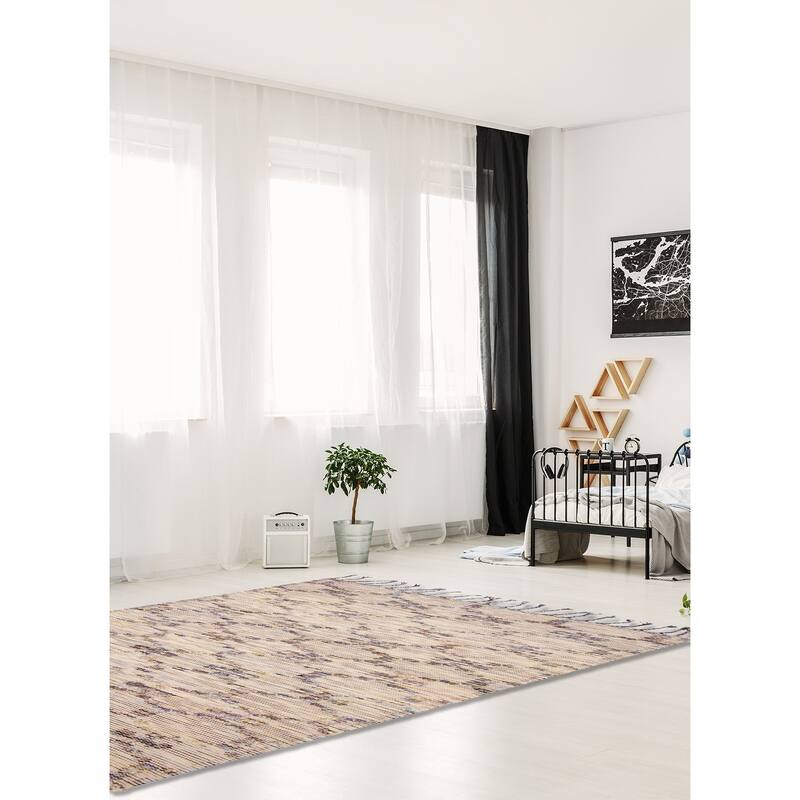 ECARPETGALLERY Braid weave Sienna Light Khaki Wool Rug - 5'0 x 8'0