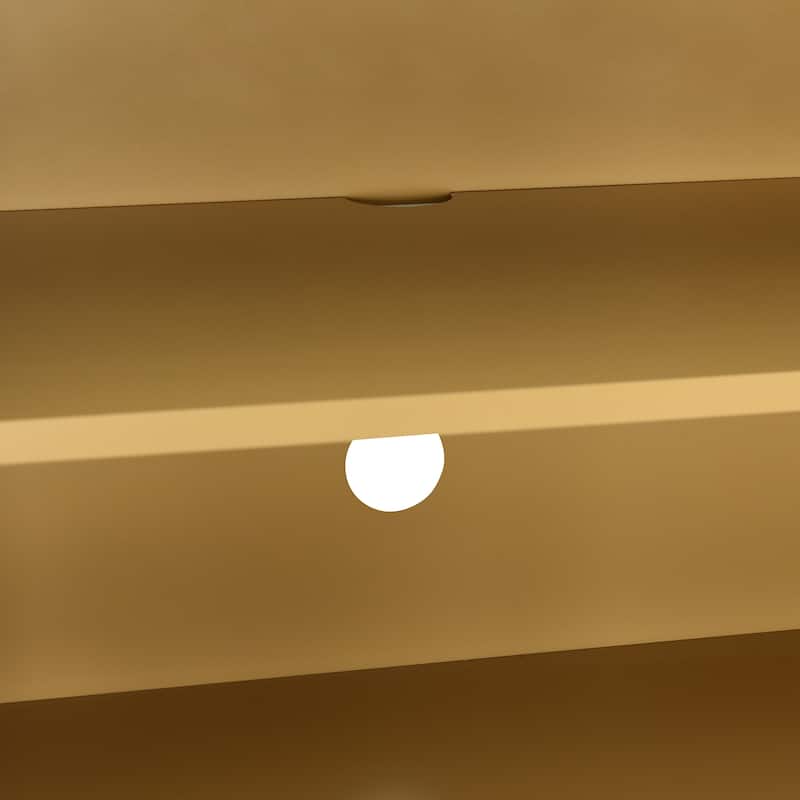 Bohemian Style Rattan Buffet Storage Cabinet with 3-Position Adjustable Shelves and Solid Wood Frame, for Dining Room