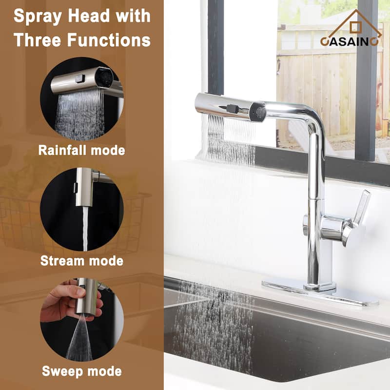 Single Handle Pull Down Sprayer Kitchen Faucet with Motion Sense Wave, Power Boost