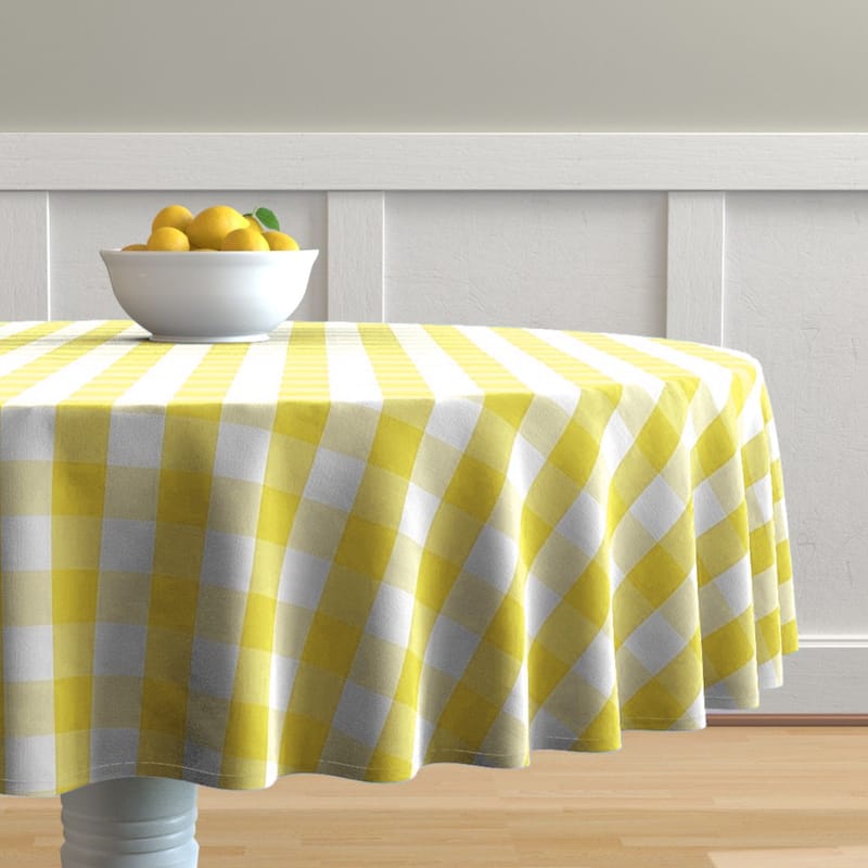 Fabstyles Country Check Cotton Tablecloth - Yellow - 60 RD