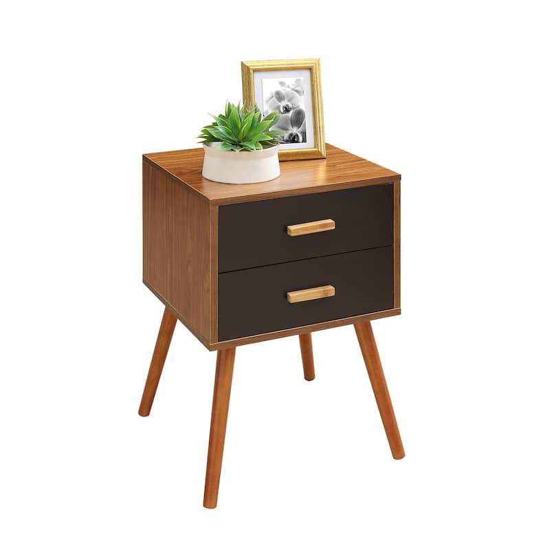 Classic 2 Drawer End Table - Solid Wood Legs, Stylish Decor, Living Room Accent Table, Storage Solution - 23.75