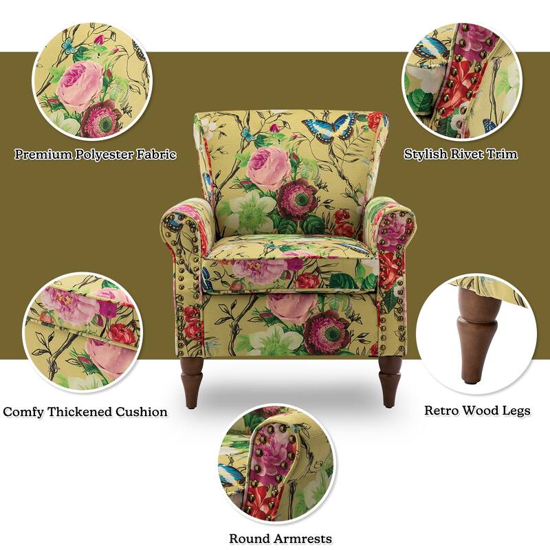 Nyctelius Nailhead Trim Traditional Accent Armchair with Rolled Arms by HULALA HOME