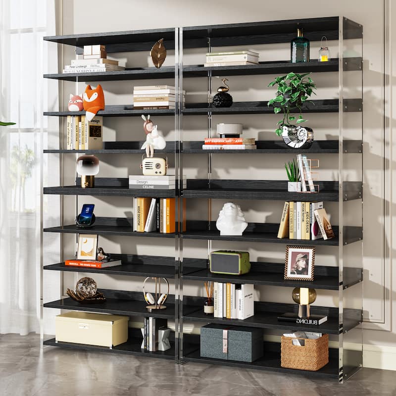 Bookshelf with Wood Shelves, Modern Bookcase, Display Storage Rack for Living Room, Bedroom, Home Office