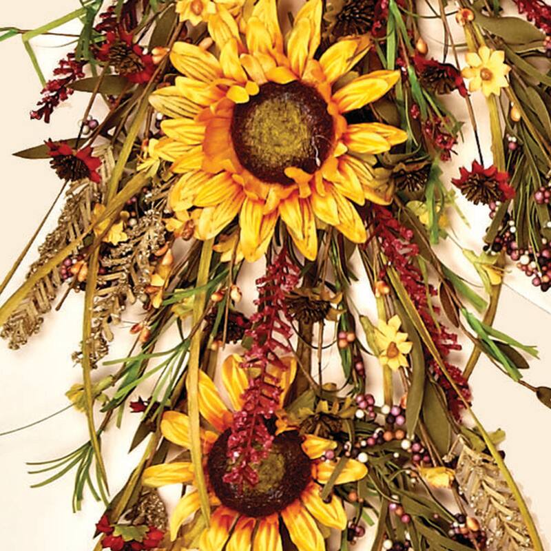 28" Mixed Fall Sunflower Teadrop