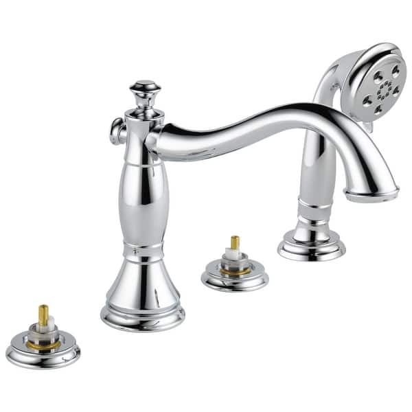 slide 1 of 1, Delta Cassidy Roman Tub with Hand Shower Trim - Less Handles