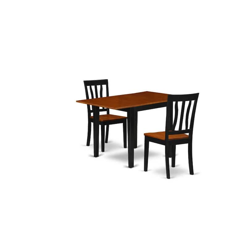HomeStock 3-Piece Black and Cherry Finish Solid Wood Top Dining Table Set