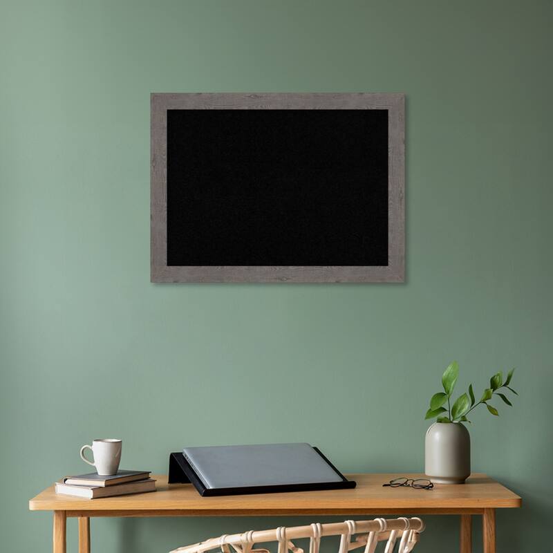 Rustic Plank Narrow Framed Black Corkboard Bulletin Board